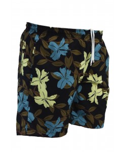 Short Floral Estampado Calção elastano P M G Gg Verão Preto azul